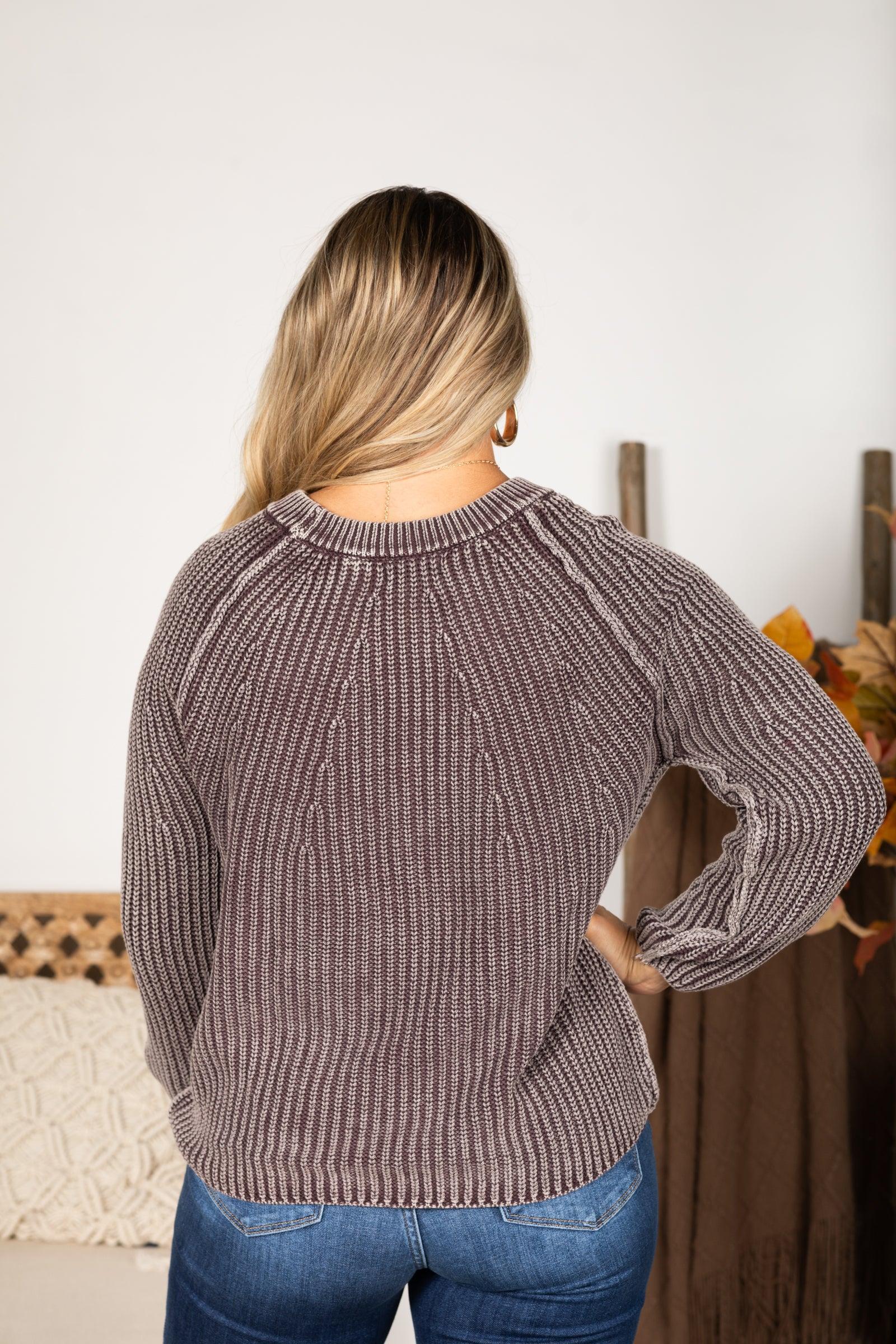 Washed Crewneck Knit Pullover Sweater Product Image