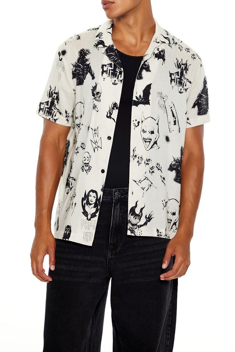 Monster Print Cuban Collar Shirt | Forever 21 Product Image
