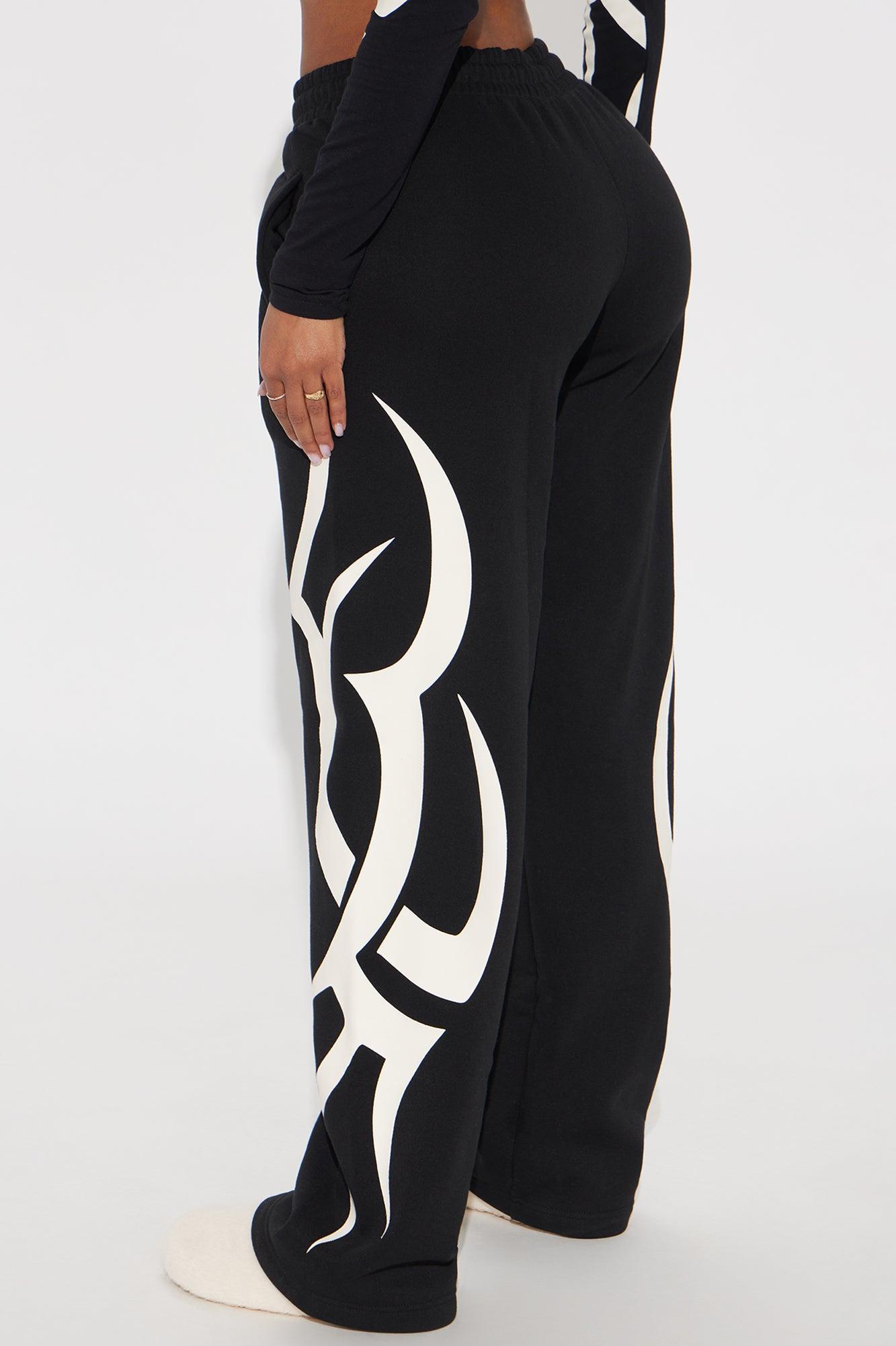 Von Dutch Trendy Wide Leg Pant - Black/White Product Image