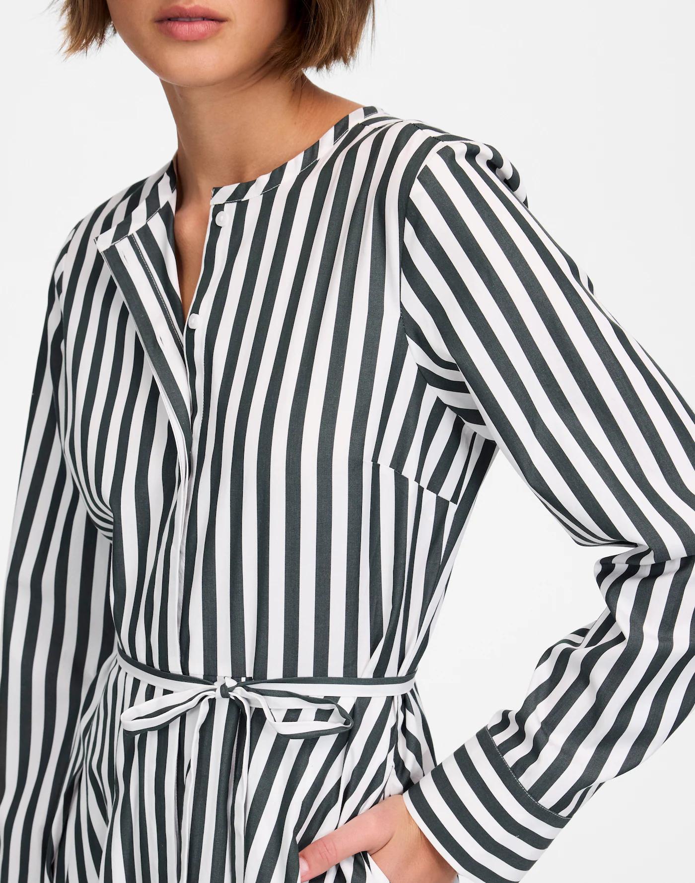 Tie-Waist Midi Shirtdress in Stripe Product Image