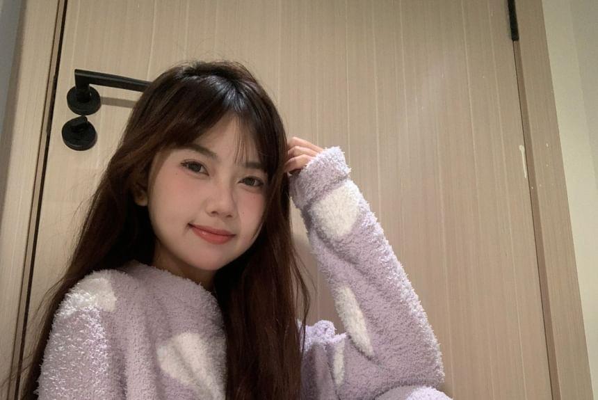 Pajama Set: Crewneck Cloud Jacquard Sweater + Pants Product Image