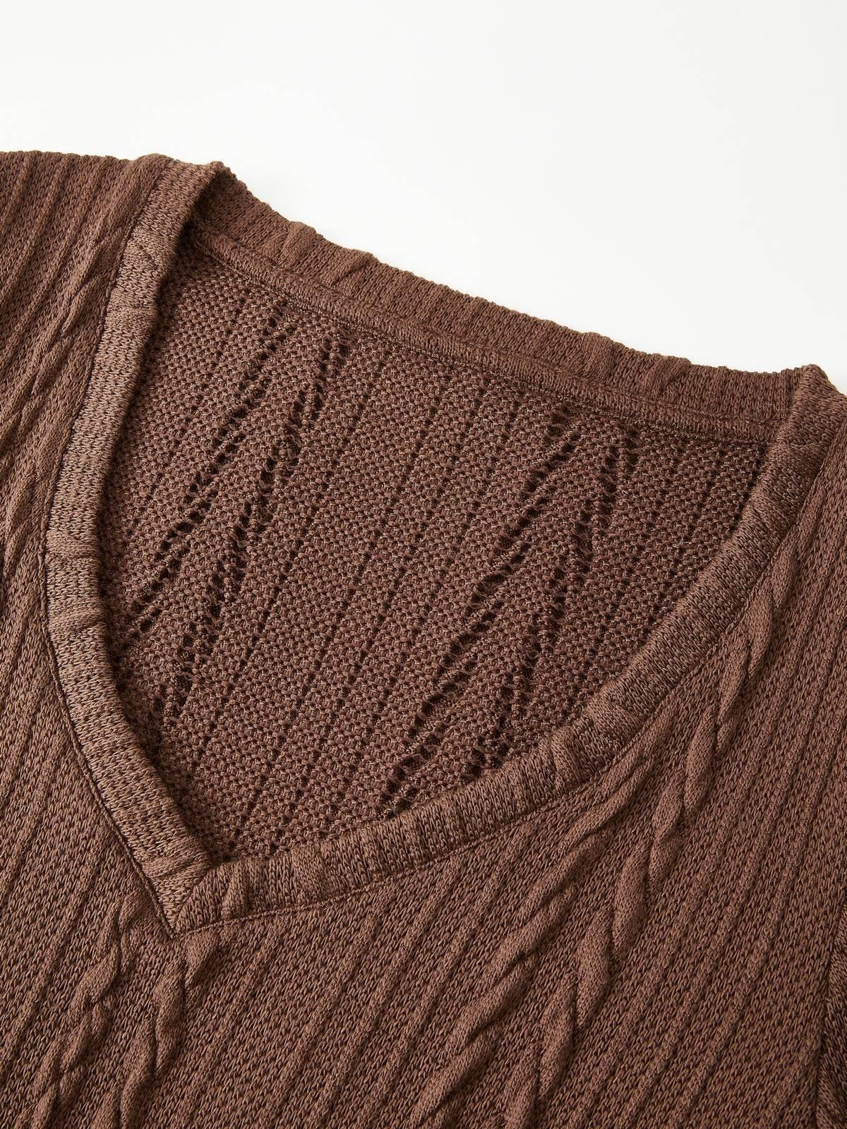 Vintage V Neck Cable Knit Top Product Image