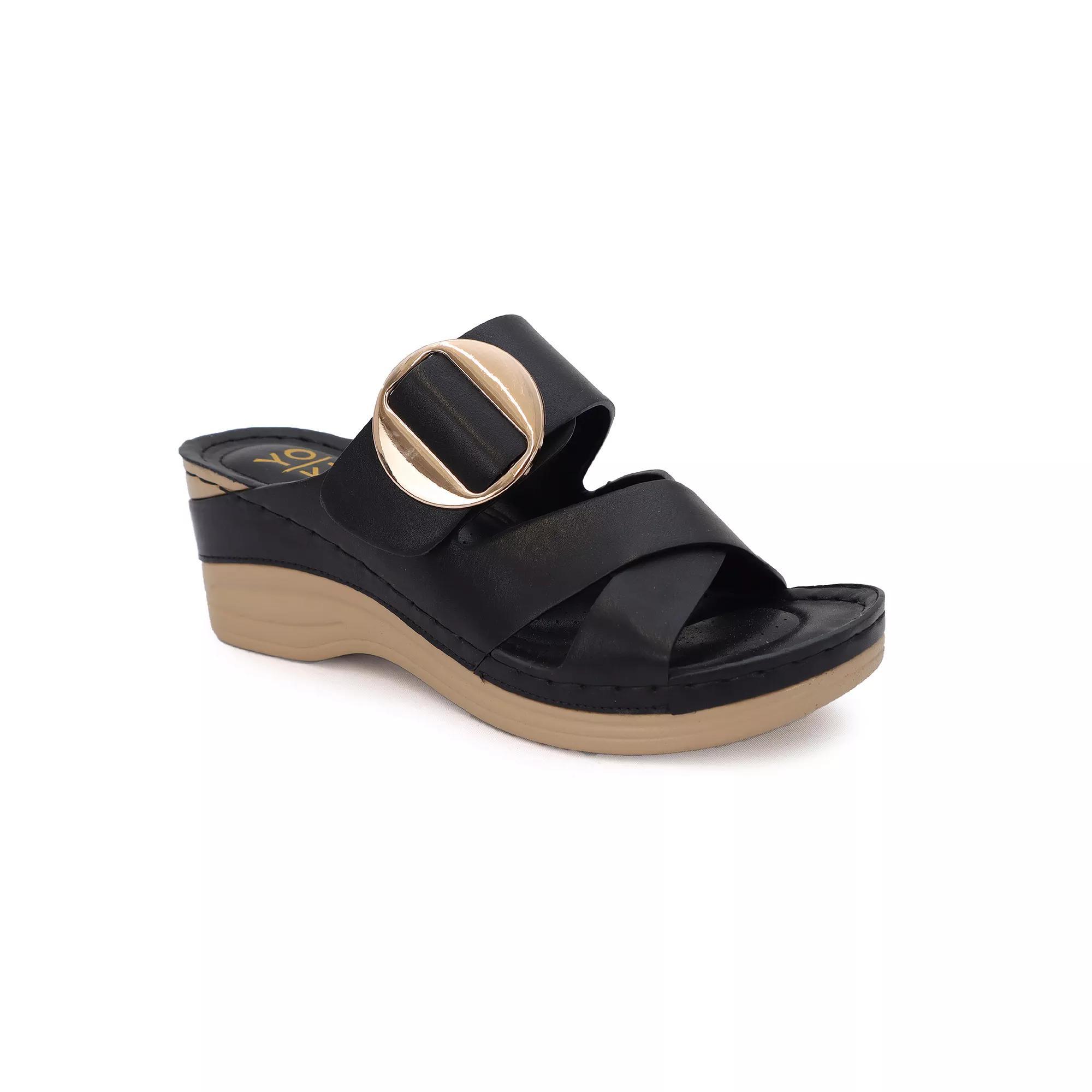 Yoki Irena Women's Wedge Sandals, Size: 9, Black Product Image