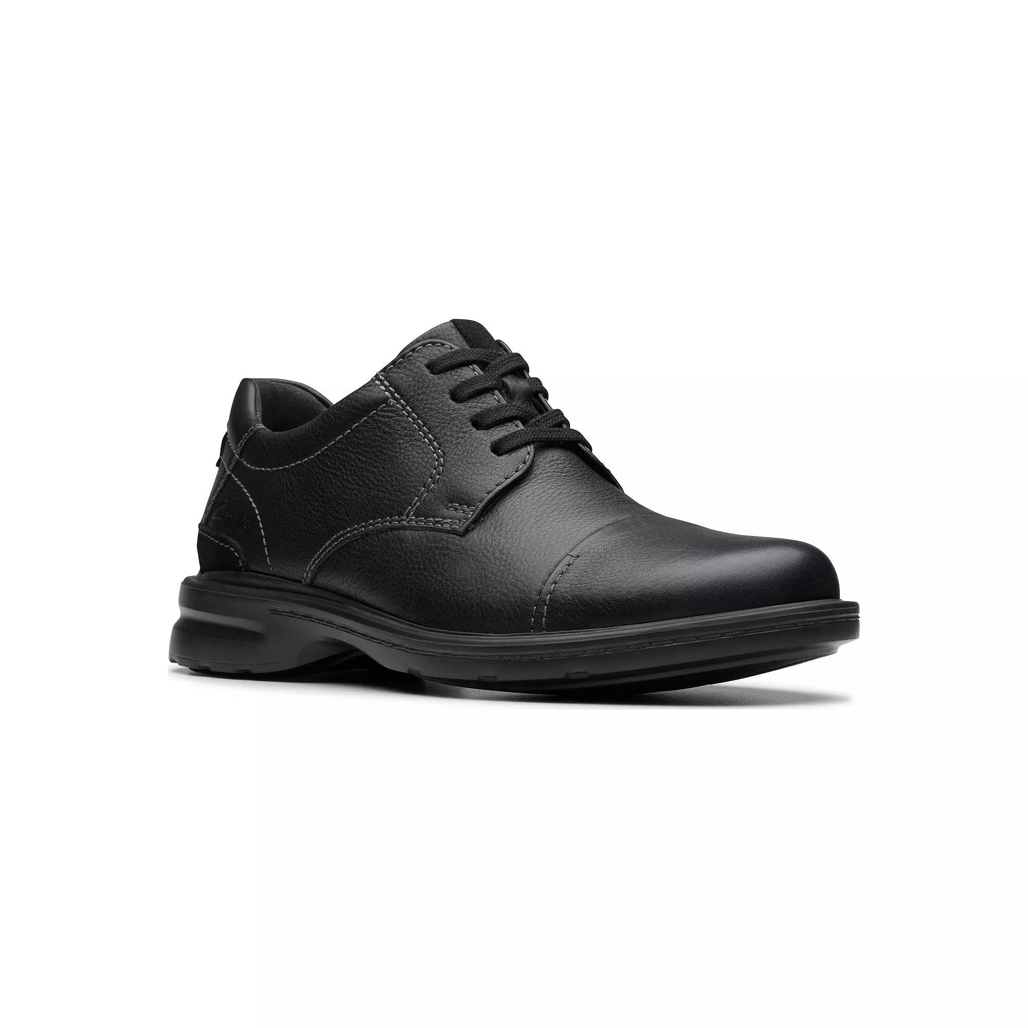 Clarks® Gessler Cap Men's Leather Shoes, Size: 14, Black Tumbled Product Image