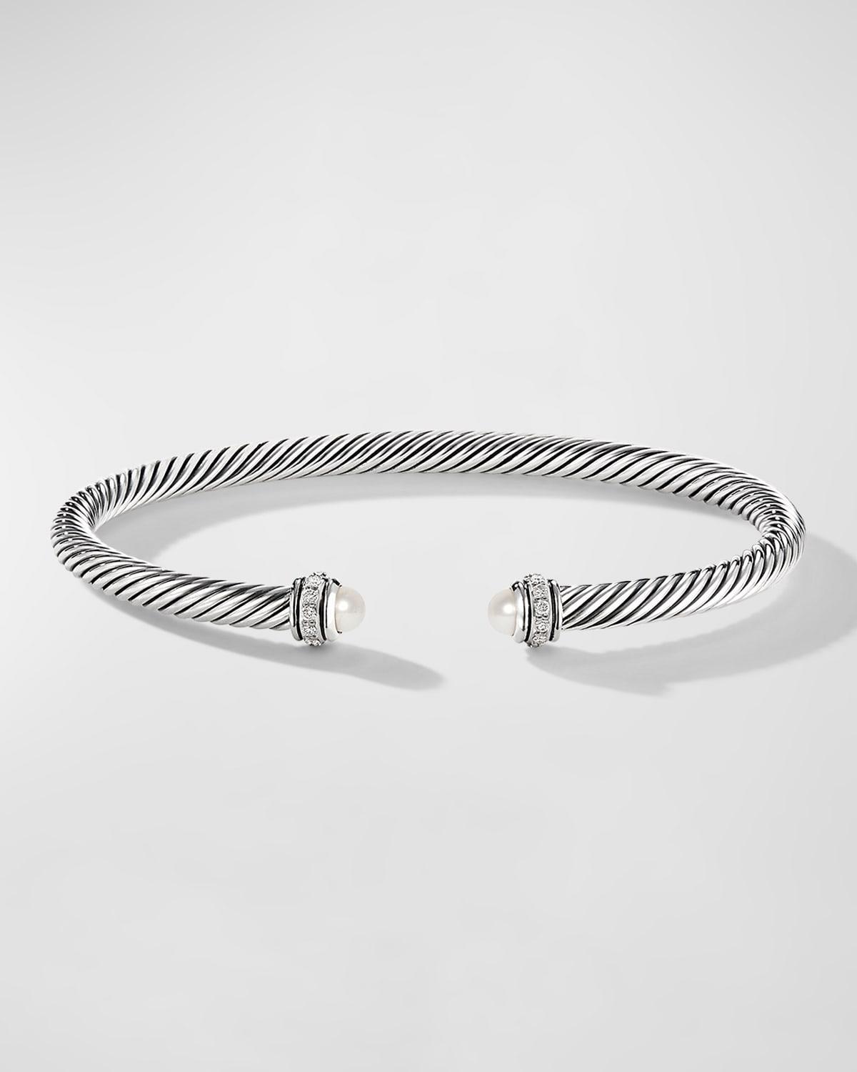 David Yurman Sterling Silver Cable Classic Bracelet with Blue Topaz & Diamonds Product Image