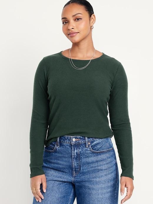 Plush-Knit Long-Sleeve T-Shirt Product Image