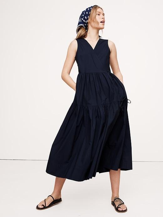 Cotton Poplin Wrap Maxi Dress Product Image