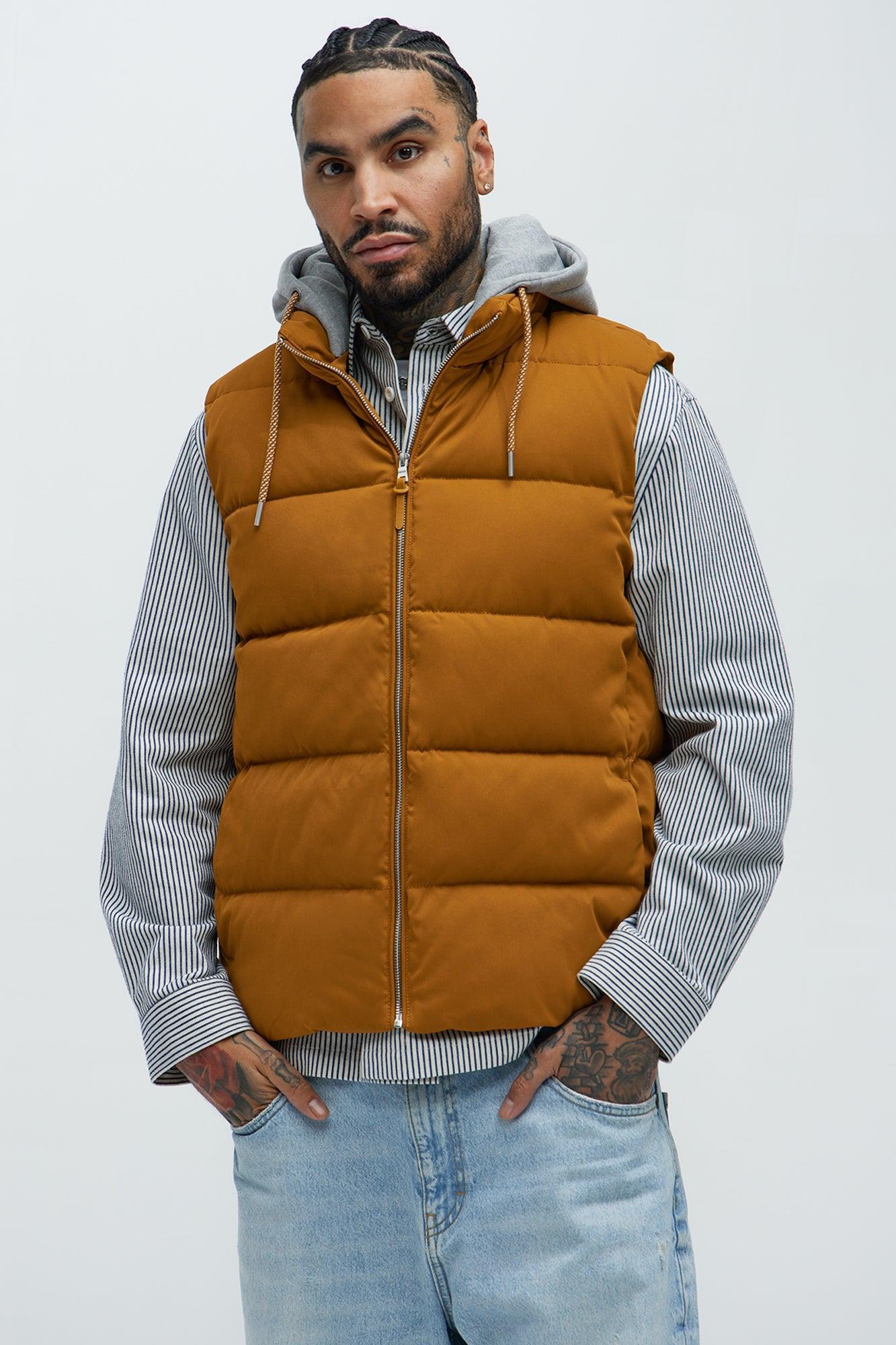 Heartbreak Puffer Vest With Hood - Mustard Product Image