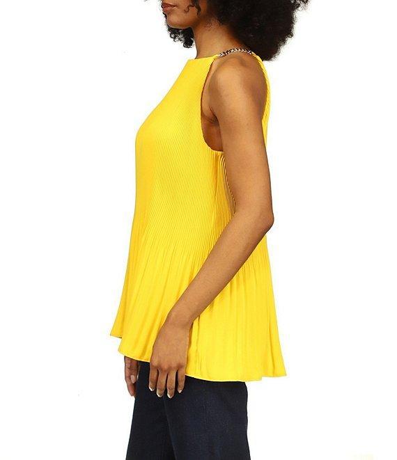 Michael Kors Pleated Halter Neckline Sleeveless Top Product Image