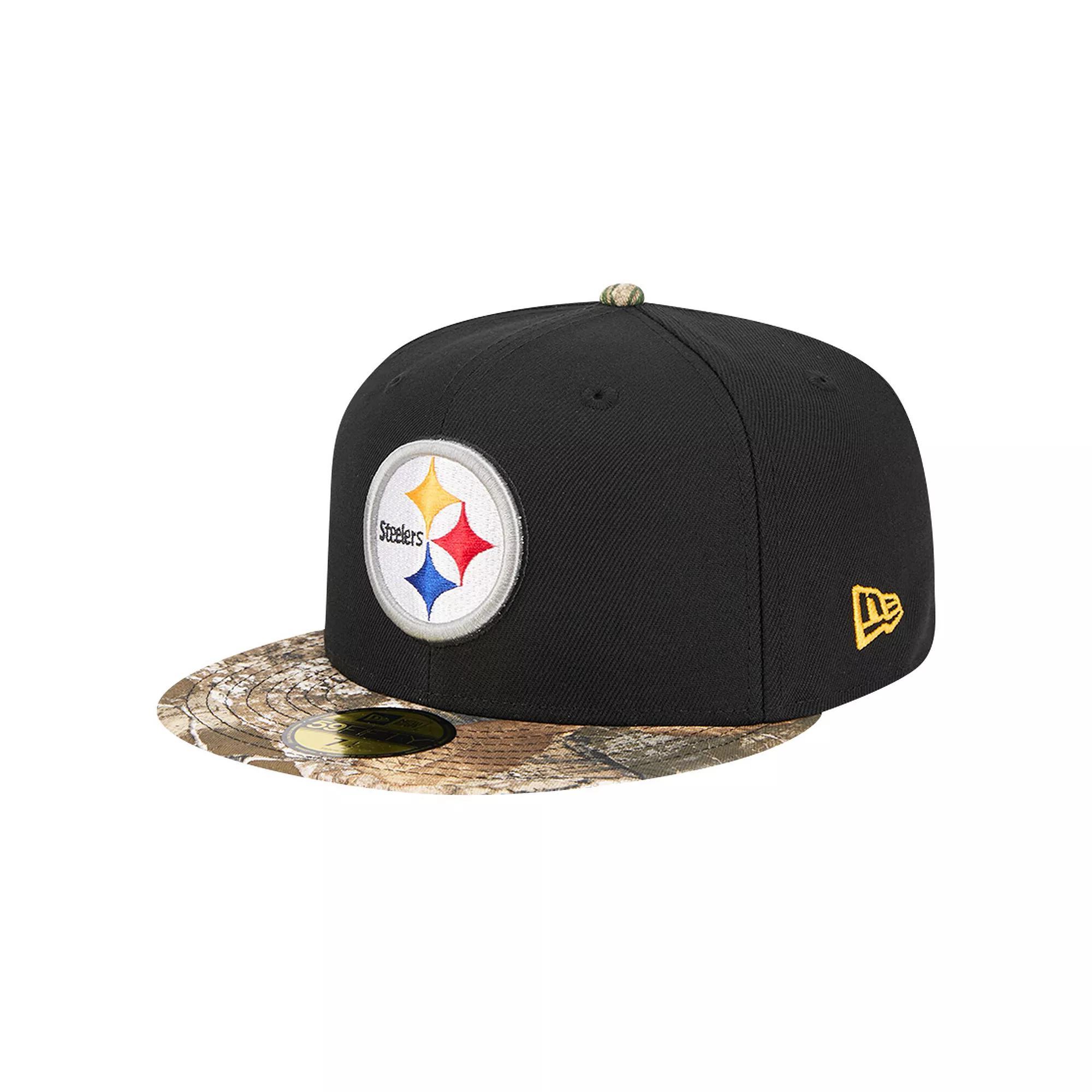 Men's New Era Black Pittsburgh Steelers Active Two-Tone Camo 59FIFTY Fitted Hat, Size: 7 1/8 Product Image