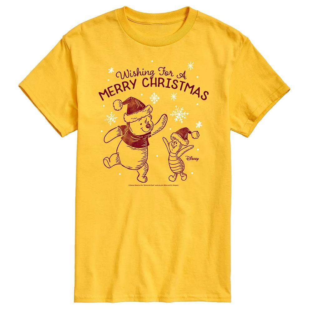 Disneys Winnie The Pooh Mens Wish For Merry Christmas Graphic Tee Athletic Grey Product Image