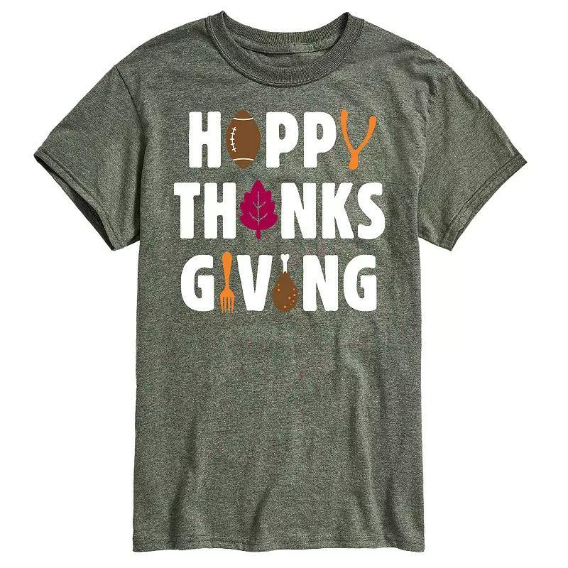 Men's Happy Thanksgiving Icons Graphic Tee, Size: XL, Green Product Image