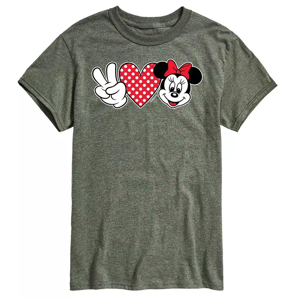 Disney's Minnie Mouse Men's Peace Love Minnie Graphic Tee, Size: XL, Green Product Image