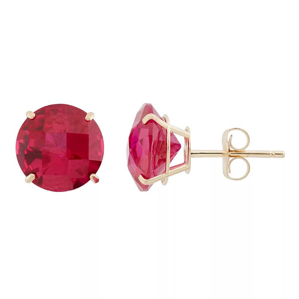 Designs by Gioelli Lab-Created Ruby 10k Gold Stud Earrings, Women's, Red Product Image
