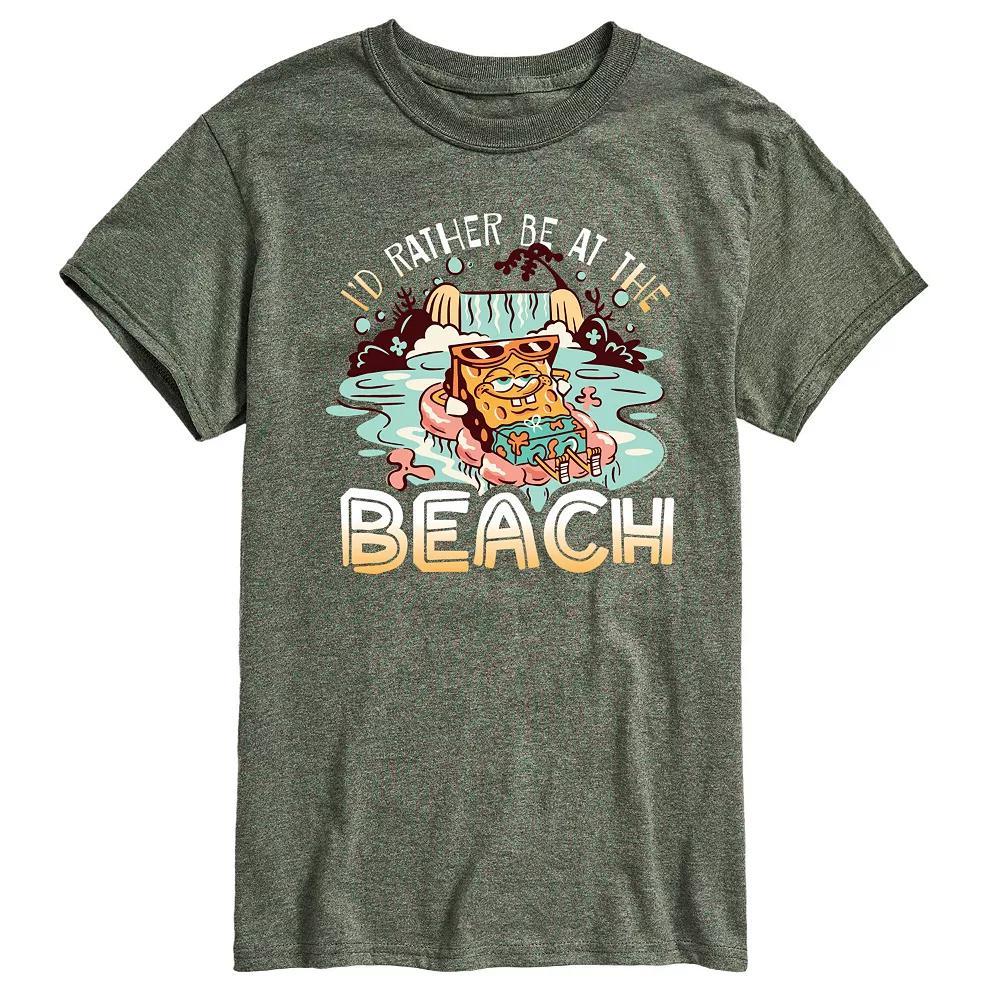 Mens SpongeBob SquarePants Beach Graphic Tee Grey Green Product Image