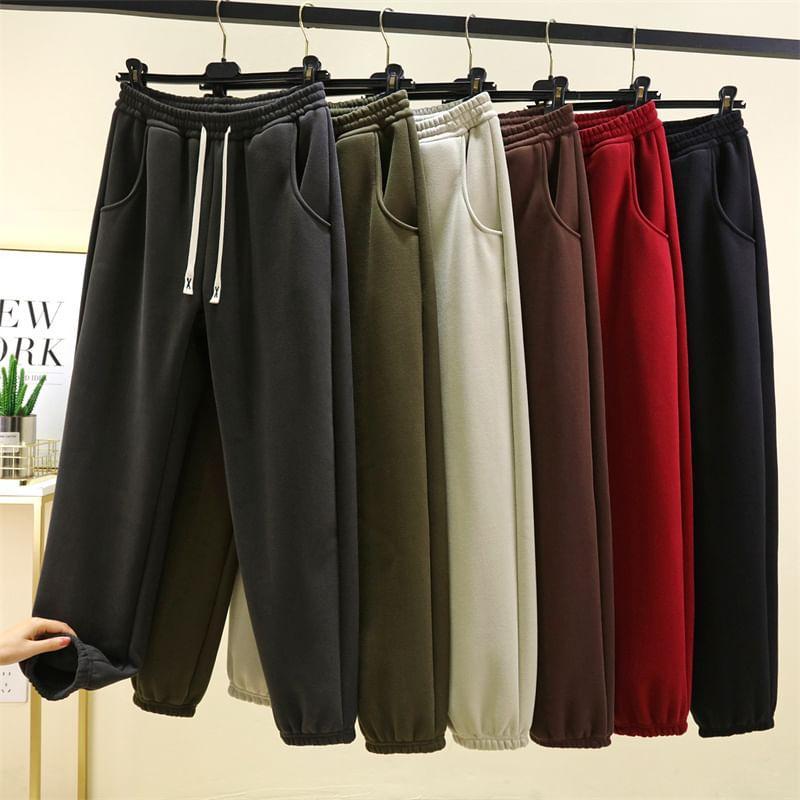 Drawstring Waist Plain Harem Sweatpants Product Image