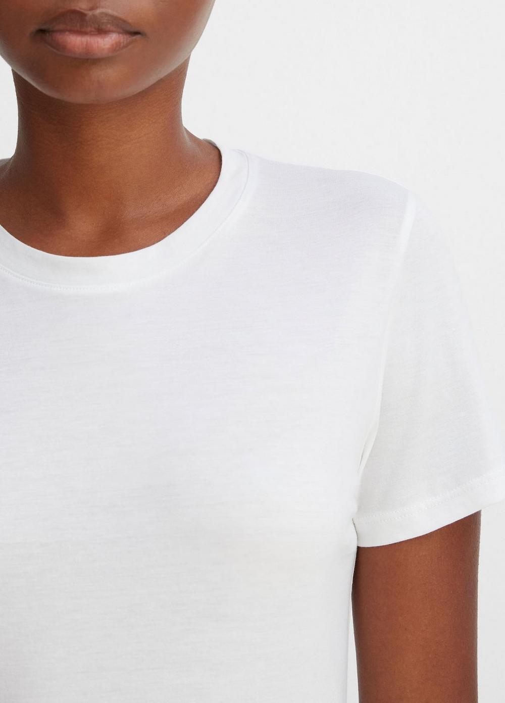 Womens Essential Pima Cotton Crew Neck T-Shirt, Optic White, Size XL Vince Product Image