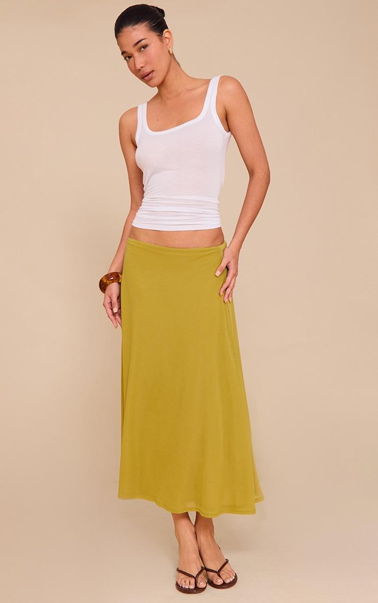  Olive Double Layer Chiffon Floaty Midaxi Skirt Product Image