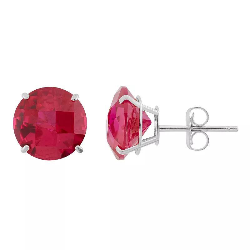 Designs by Gioelli Lab-Created Ruby 10k Gold Stud Earrings, Women's, Red Product Image