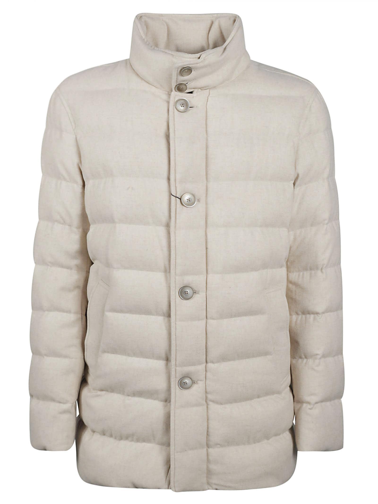 HERNO Buttoned Padded Jacket In Beige Product Image