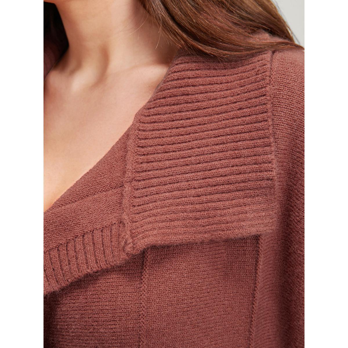 Plus Size Solid Soft Sexy Yarn Knit Lapel Collar Open Front Cardigan Maroon Women Casual Loose Long Sleeve Dailywear Cardigans BloomChic 18-20/2X Product Image