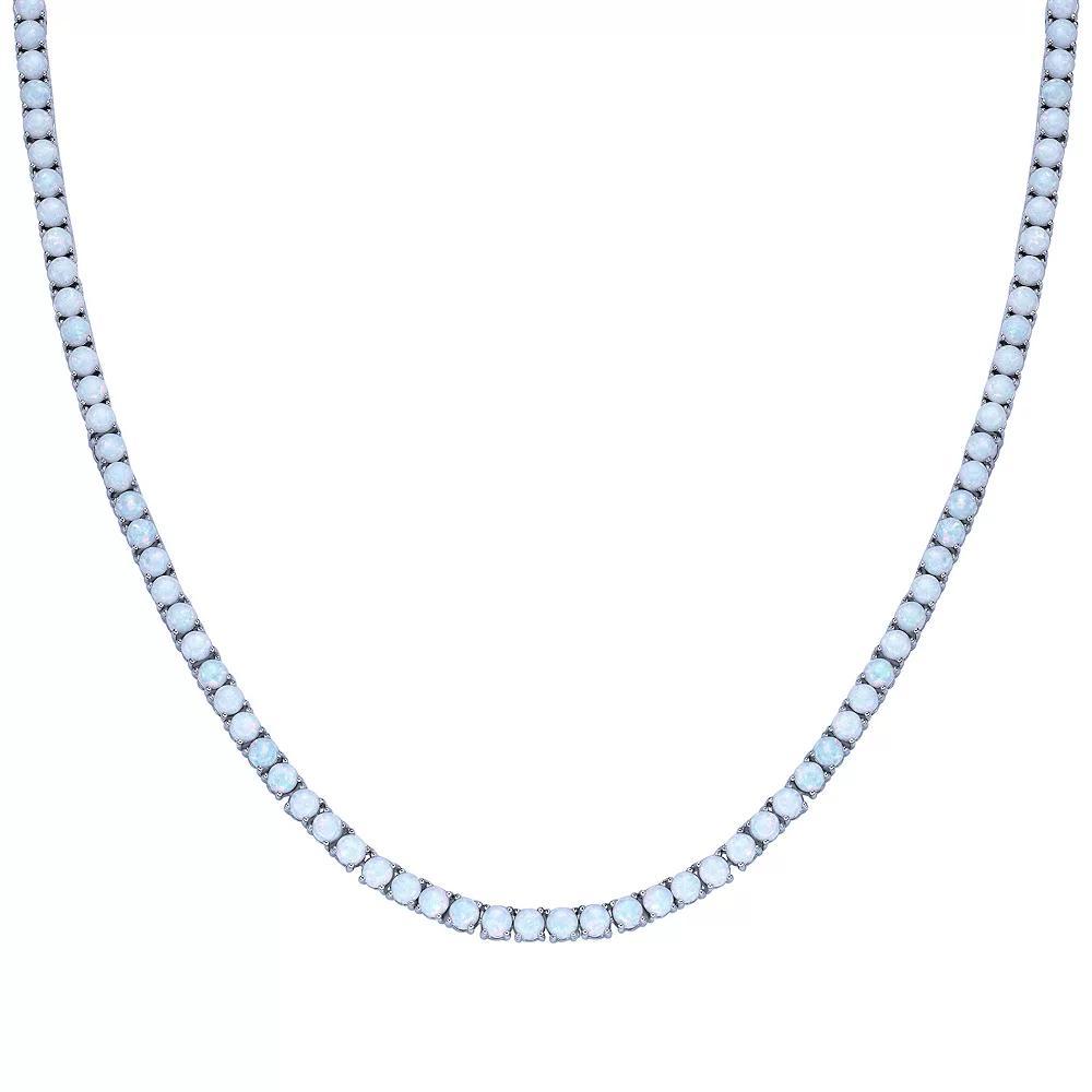 Gemminded Sterling Silver Lab-Created Opal Tennis Necklace, Women's, Size: 18" Product Image