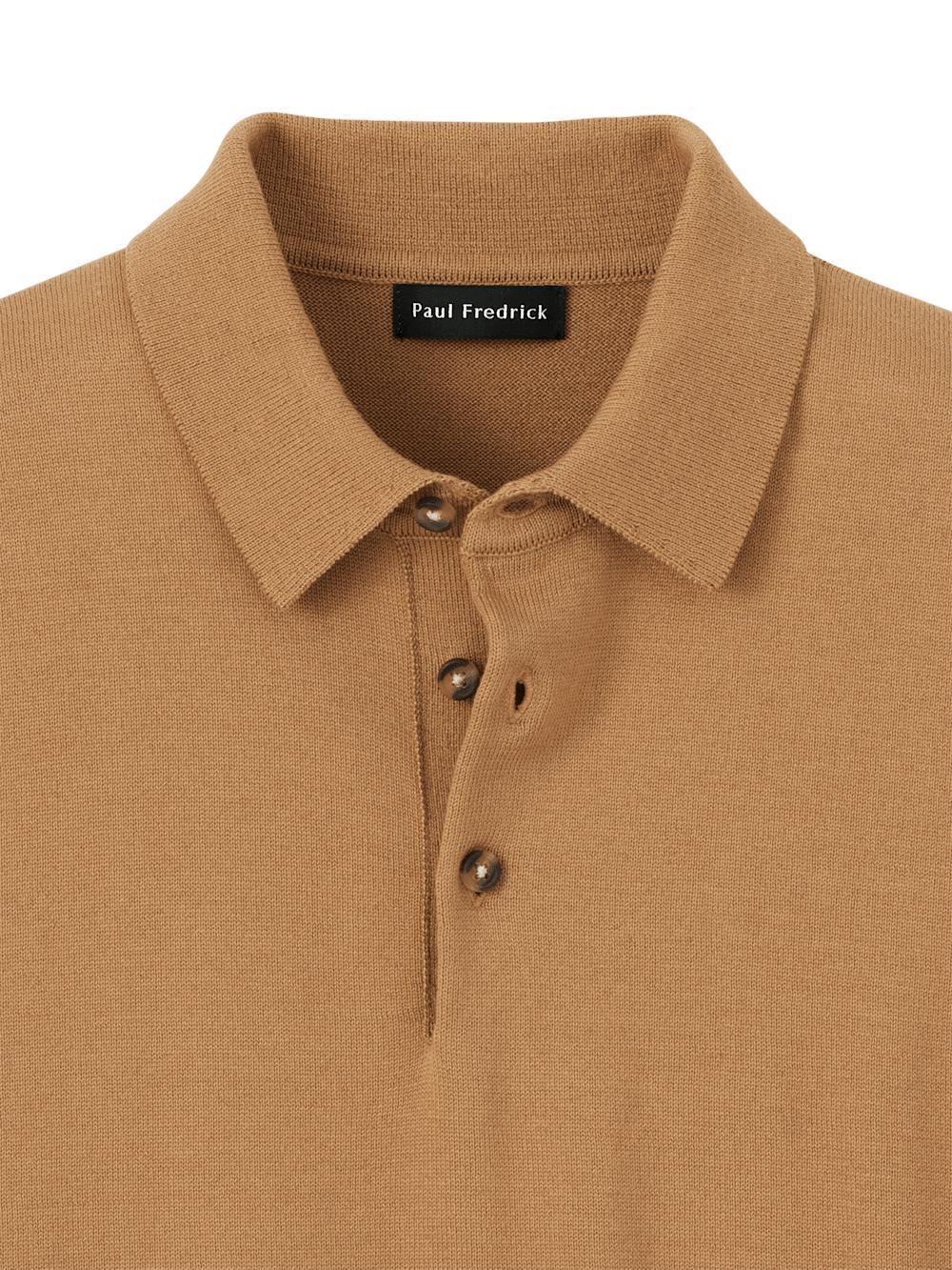 Supima Cotton Three Button Polo - Light Brown Product Image