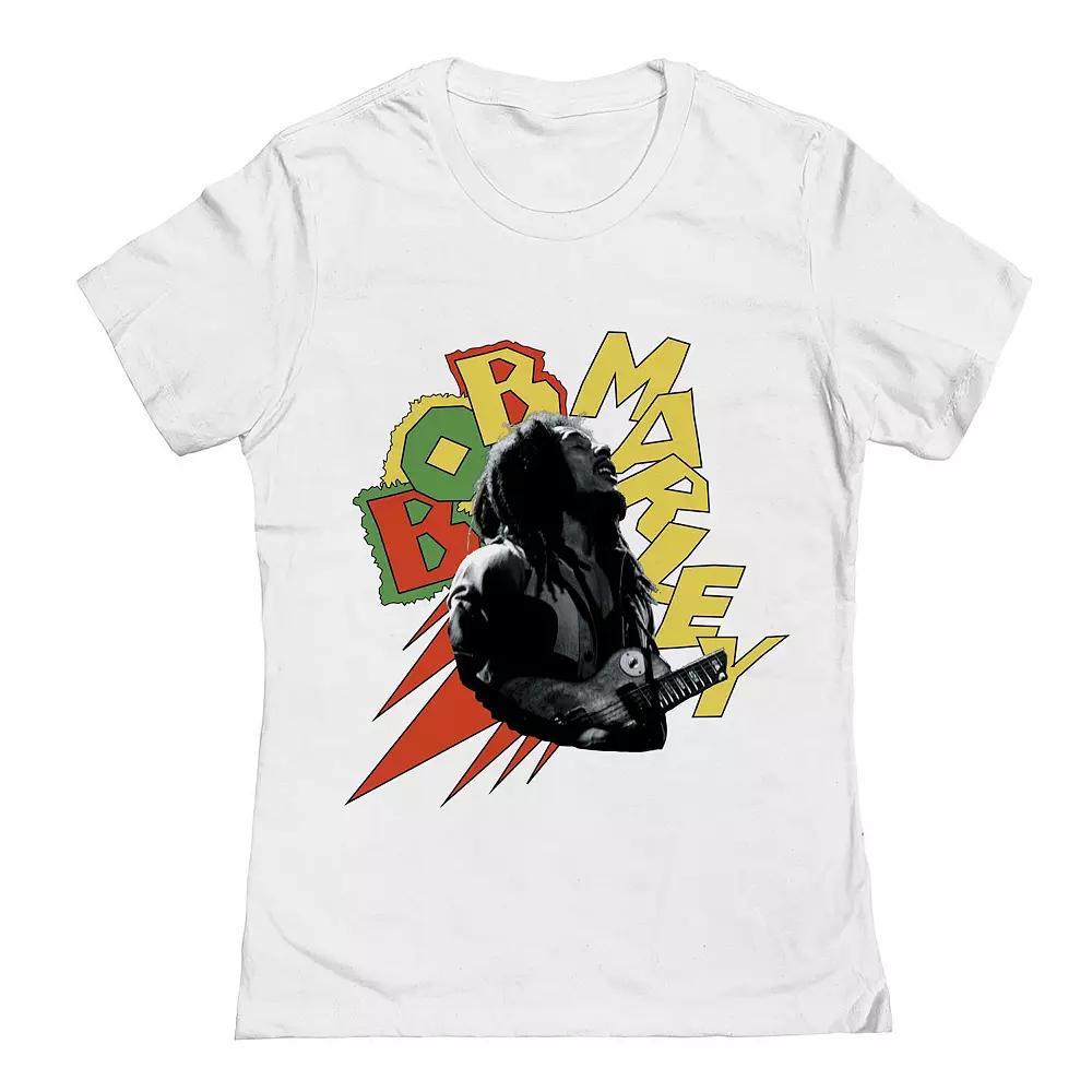 Junior's Bob Marley Bob Shapes Graphic Tee, Women's, Size: XL, White Product Image