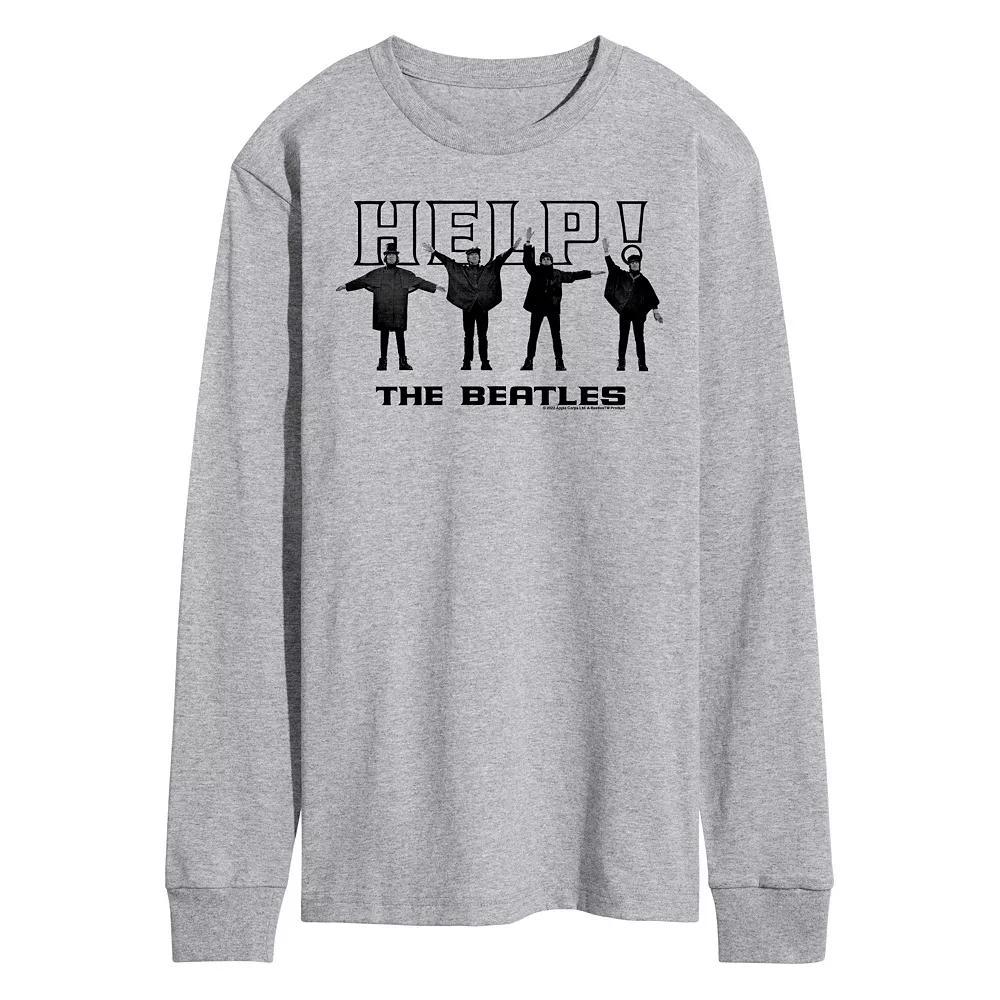Men's The Beatles Help Long Sleeve Tee, Size: Small, Gray Product Image