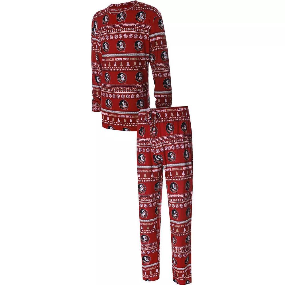 Men's Concepts Sport Garnet Florida State Seminoles Ugly Sweater Knit Long Sleeve Top and Pant Set, Size: Small, Red Product Image