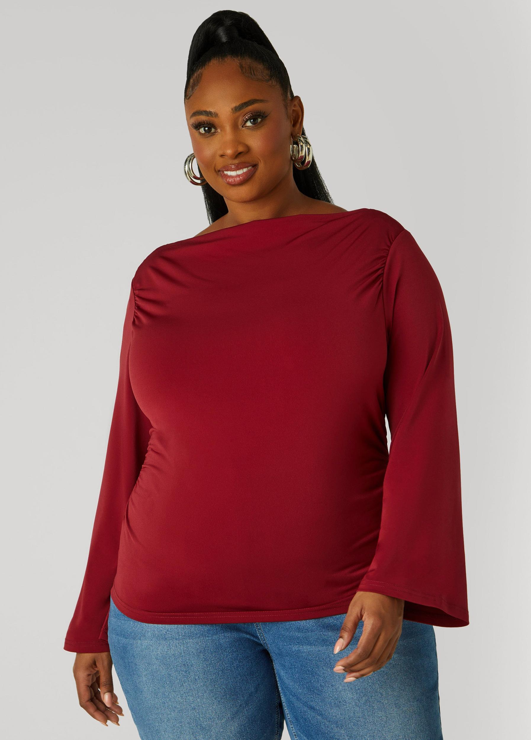 Gathered Boat Neck Top Product Image