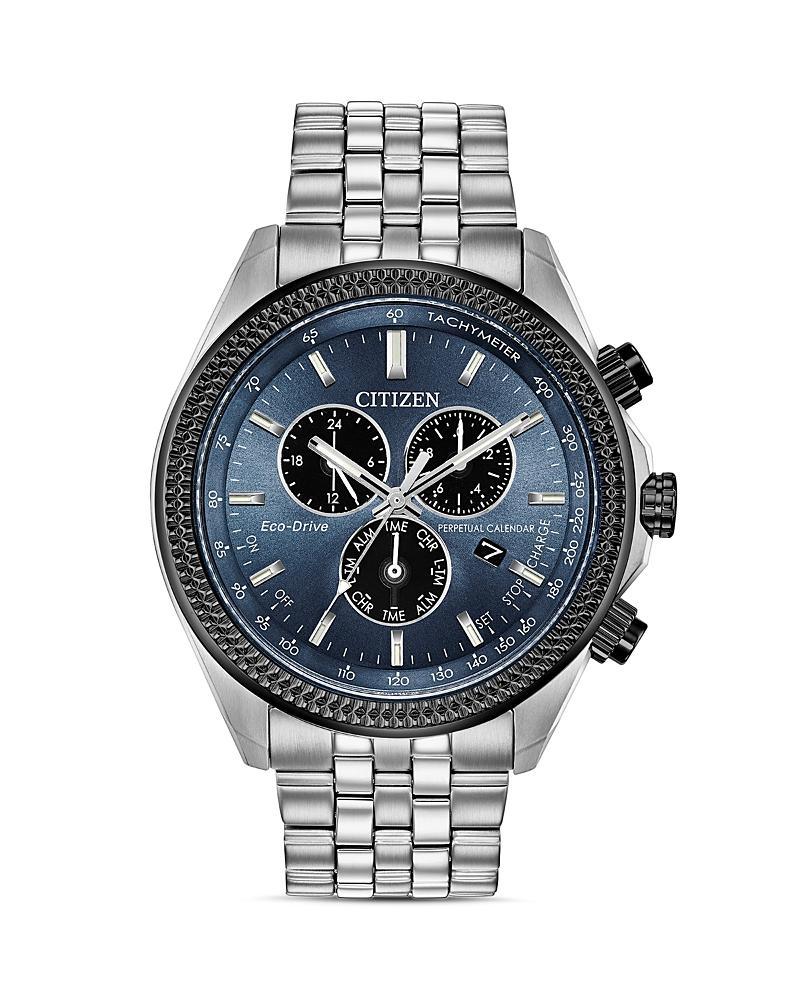 Men's Citizen Eco-DriveÂ® Brycen Two-Tone Chronograph Watch with Blue Dial (Model: Bl5568-54L) Product Image
