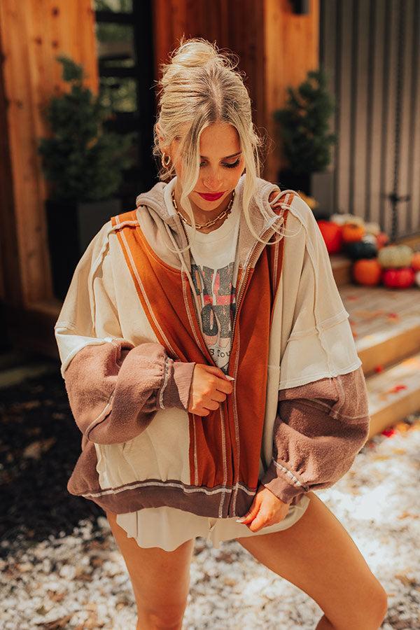 Fall Hike Color Block Sweater in Brown Product Image