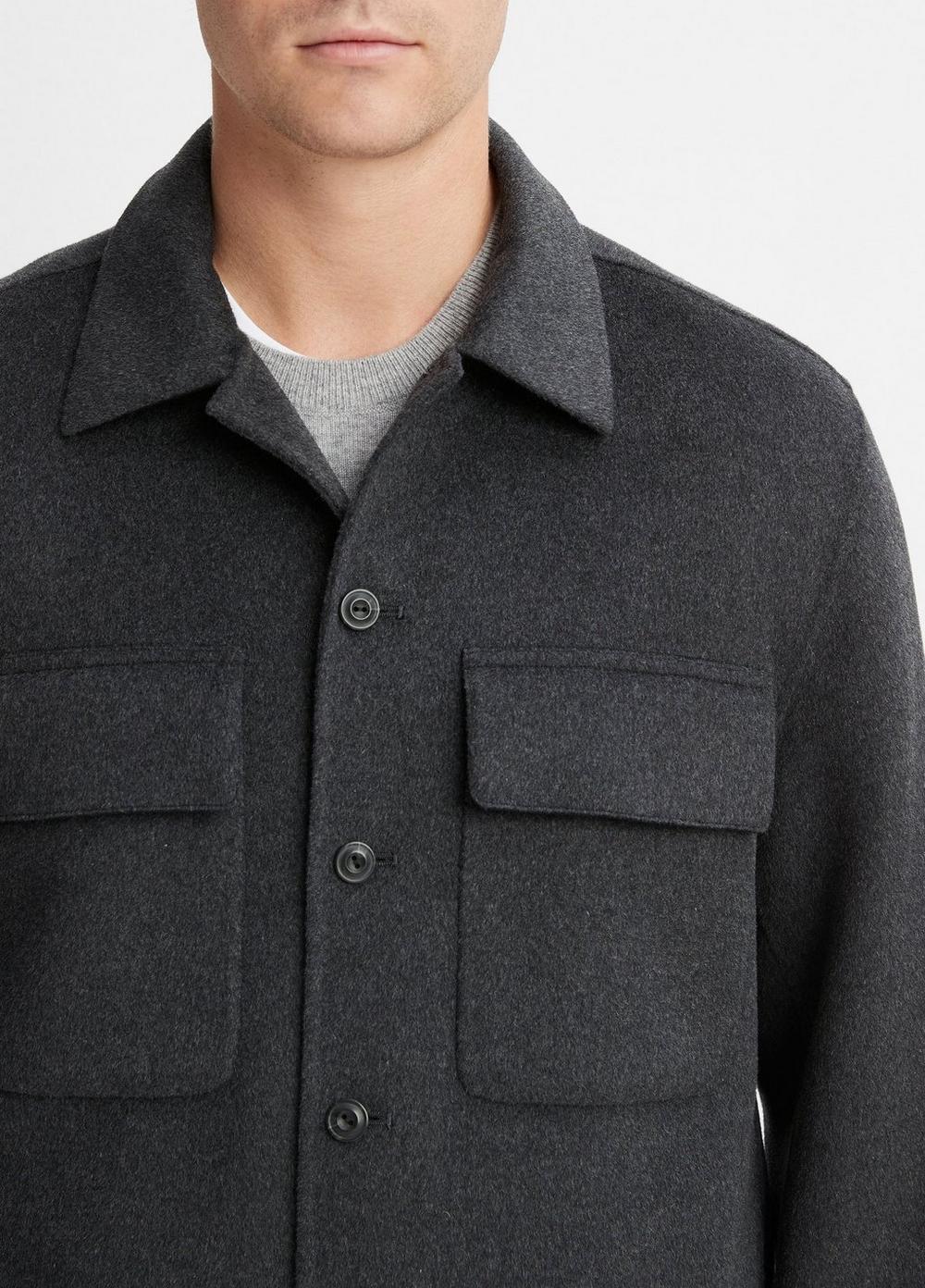 Mens Splittable Wool-Blend Shirt Jacket, Heather Black, Size XXL Vince Product Image