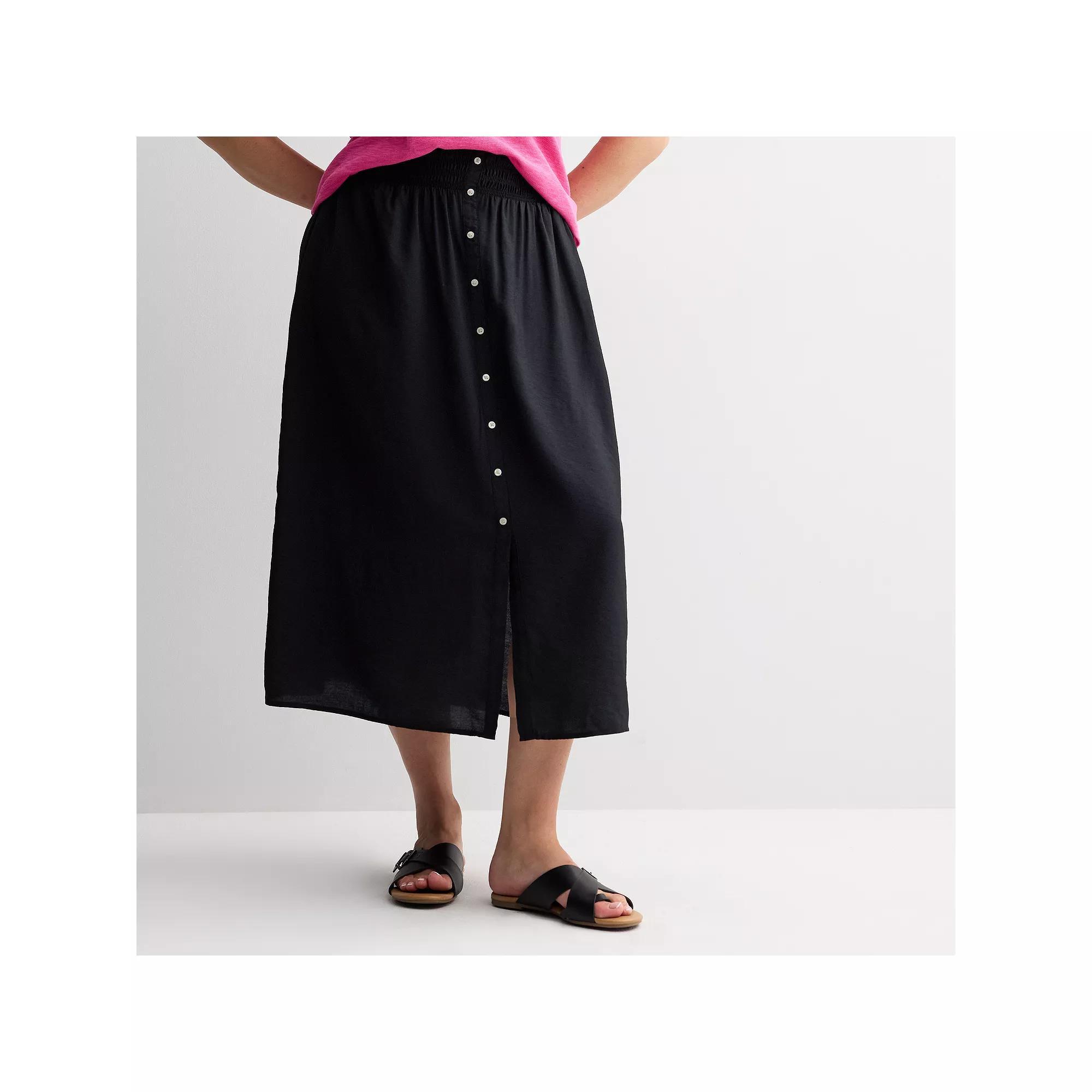 Plus Size Sonoma Goods For Life® Button-Front Midi Skirt, Women's, Size: 2XL, Pitch Black Product Image