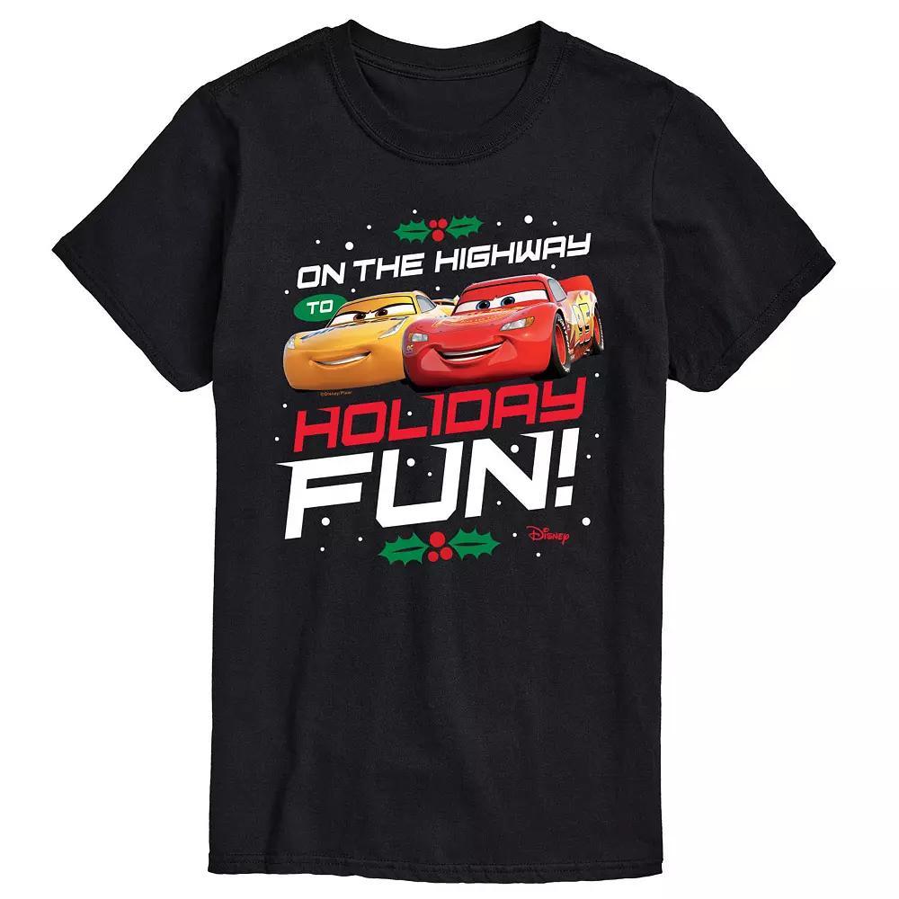 Disneys Cars Mens Highway To Holiday Fun Graphic Tee Blue Product Image