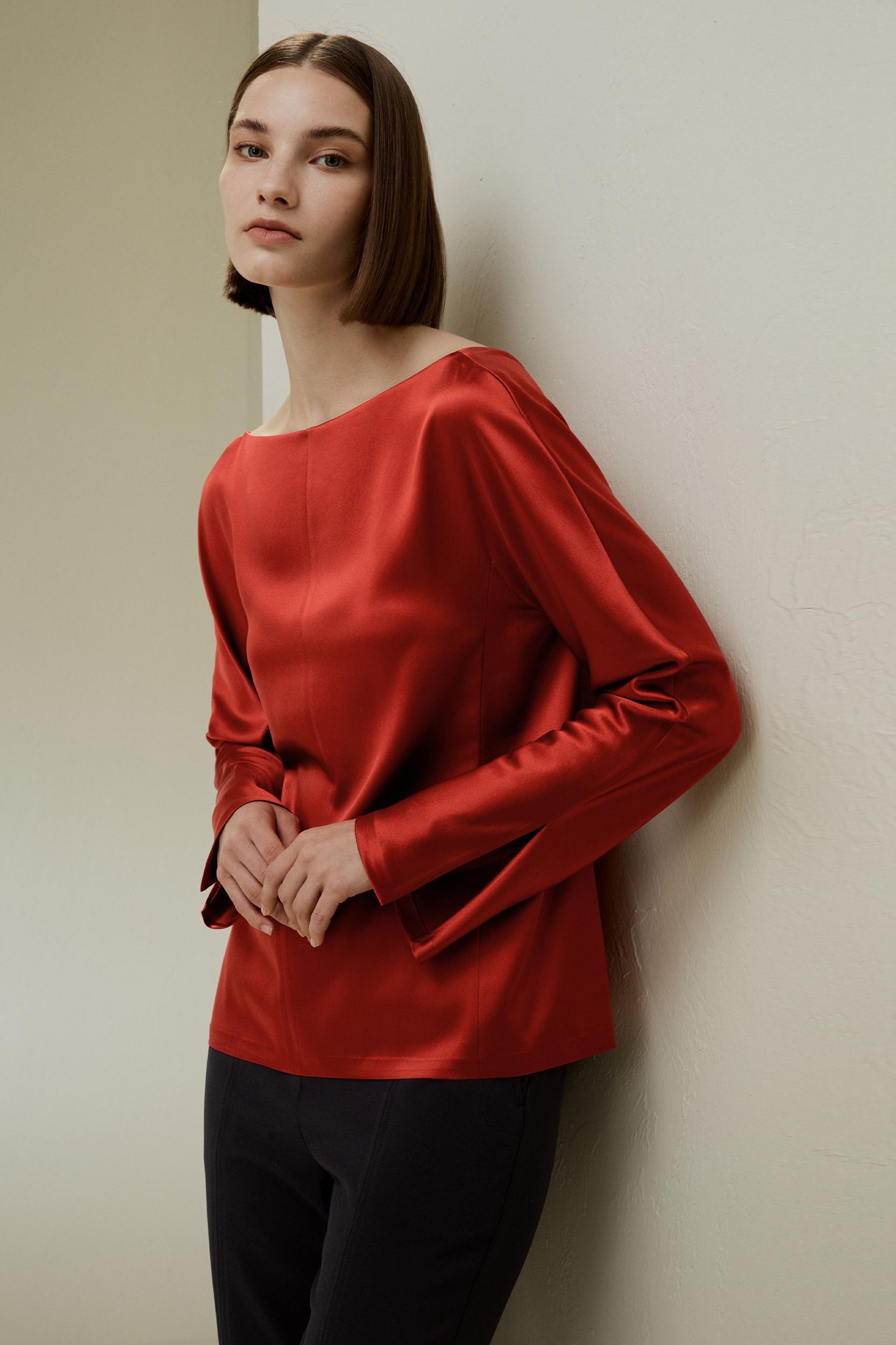 Minimalist Shiny Silk Top Product Image
