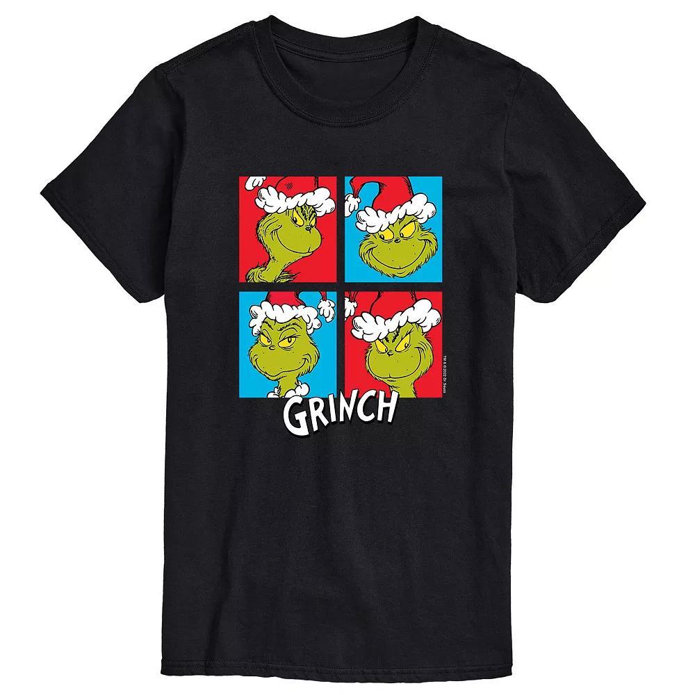 Men's Dr. Seuss Grinch Grid Tee, Size: Large, Black Product Image