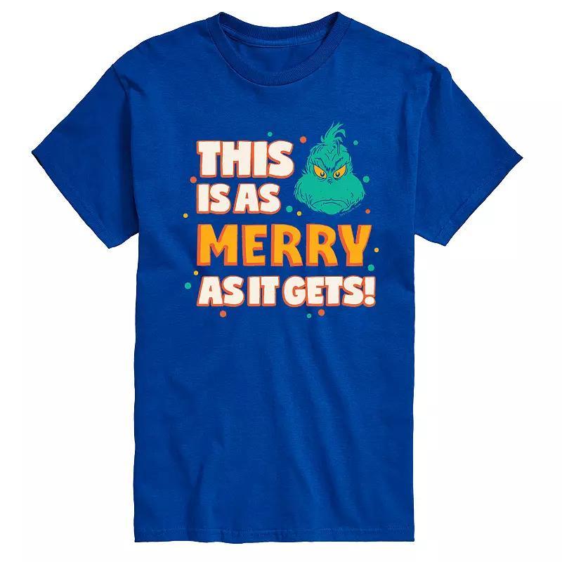 Big & Tall Dr. Seuss The Grinch As Merry As It Gets Graphic Tee, Mens Product Image