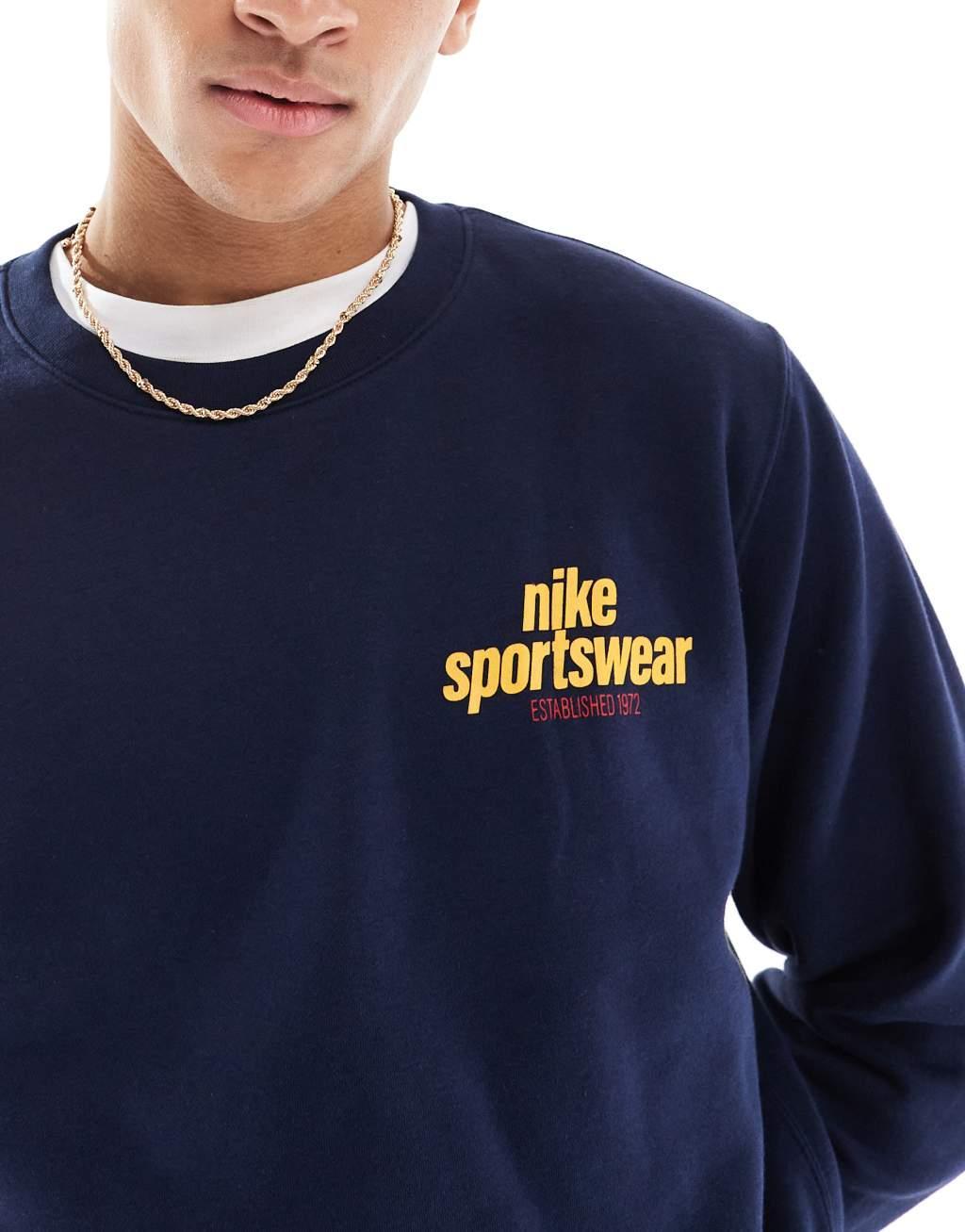 Nike Sportswear logo sweatshirt in navy Product Image