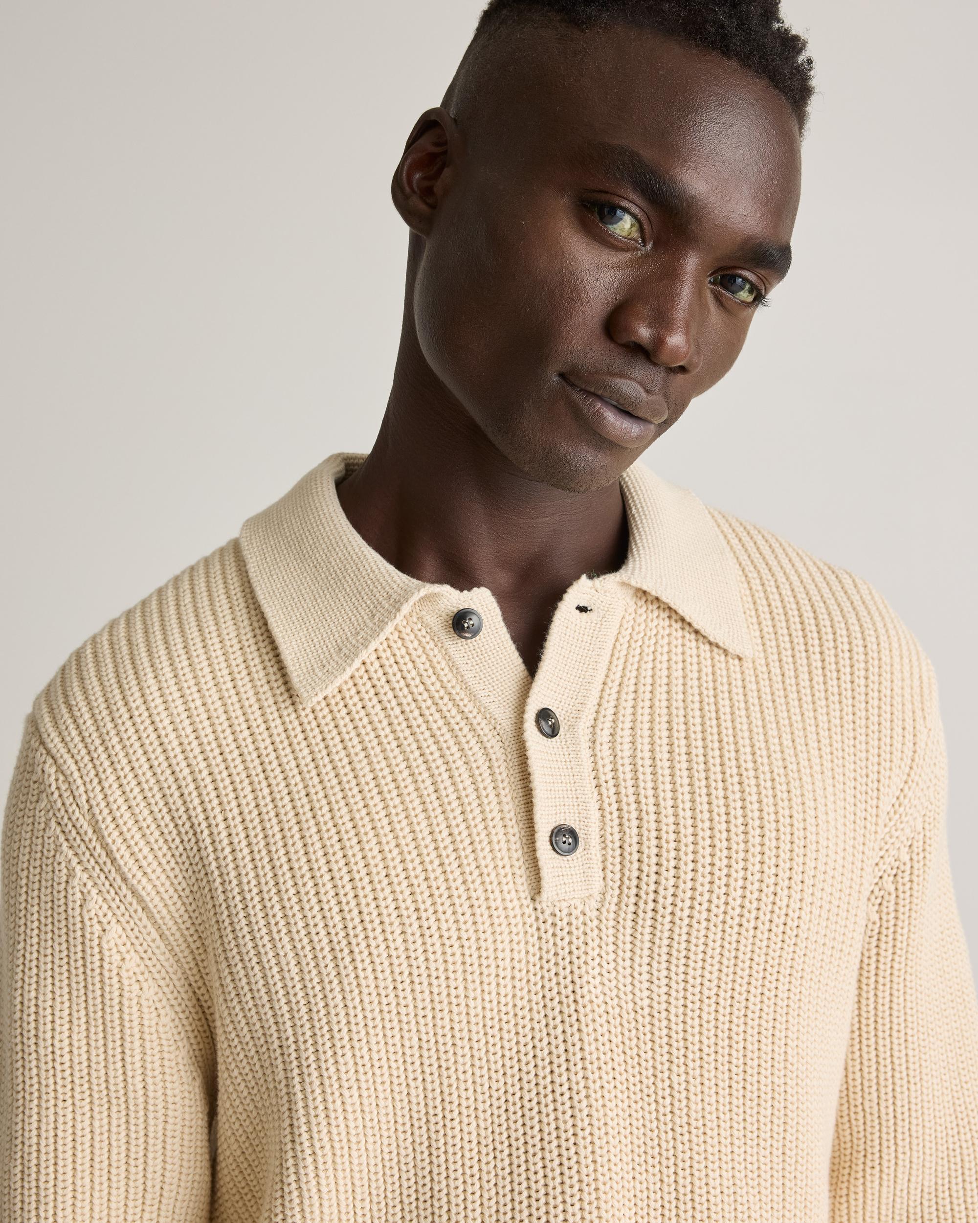 Quince | Men's Fisherman Polo Sweater Size XL, Organic Cotton Product Image