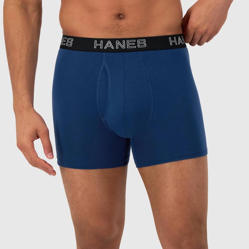Hanes Premium Men's 3pk Trunks Total Support Pouch - Blue/Green M: Tagless, Moisture Wicking, 4-Way Stretch Product Image