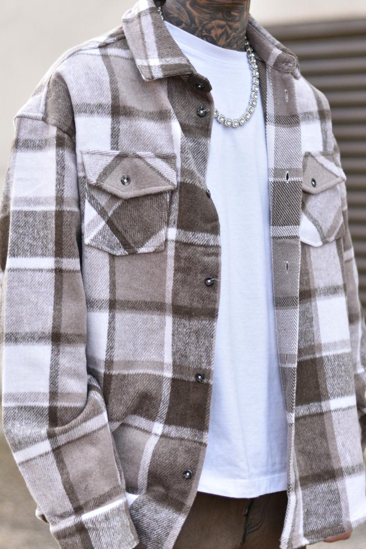Wanted Plaid Shacket - Brown Product Image