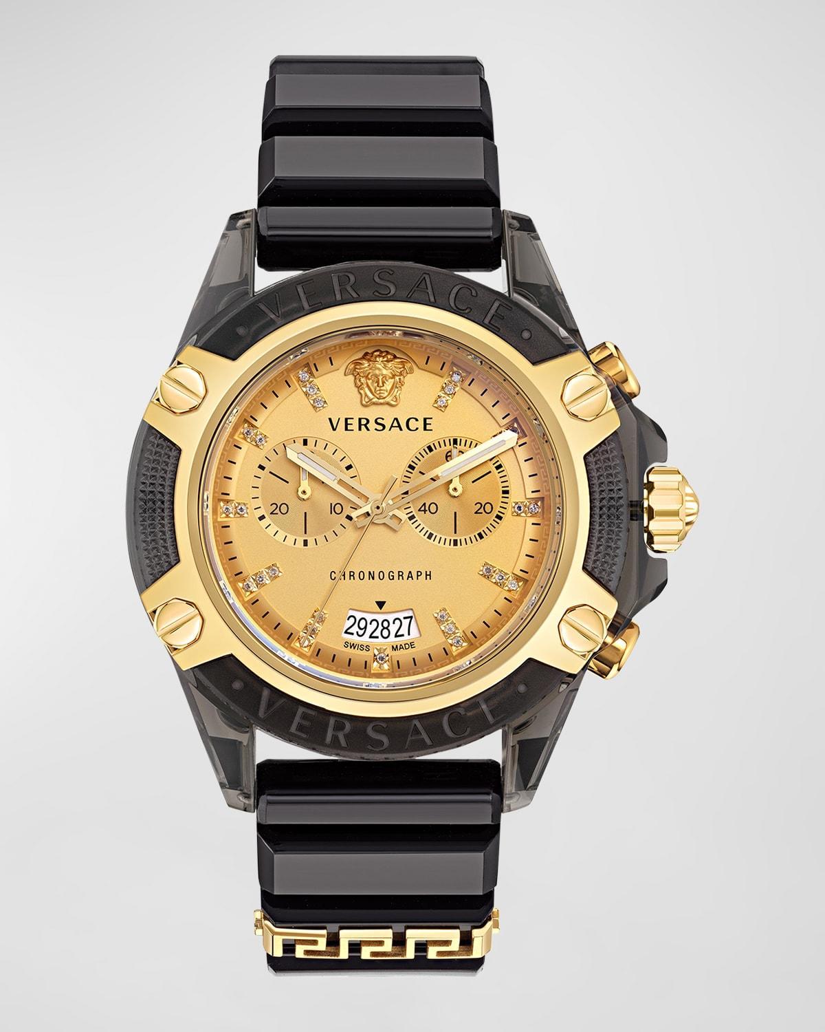 Versace Mens Icon Active Gold Chronograph with Black Silicone Strap Watch Product Image