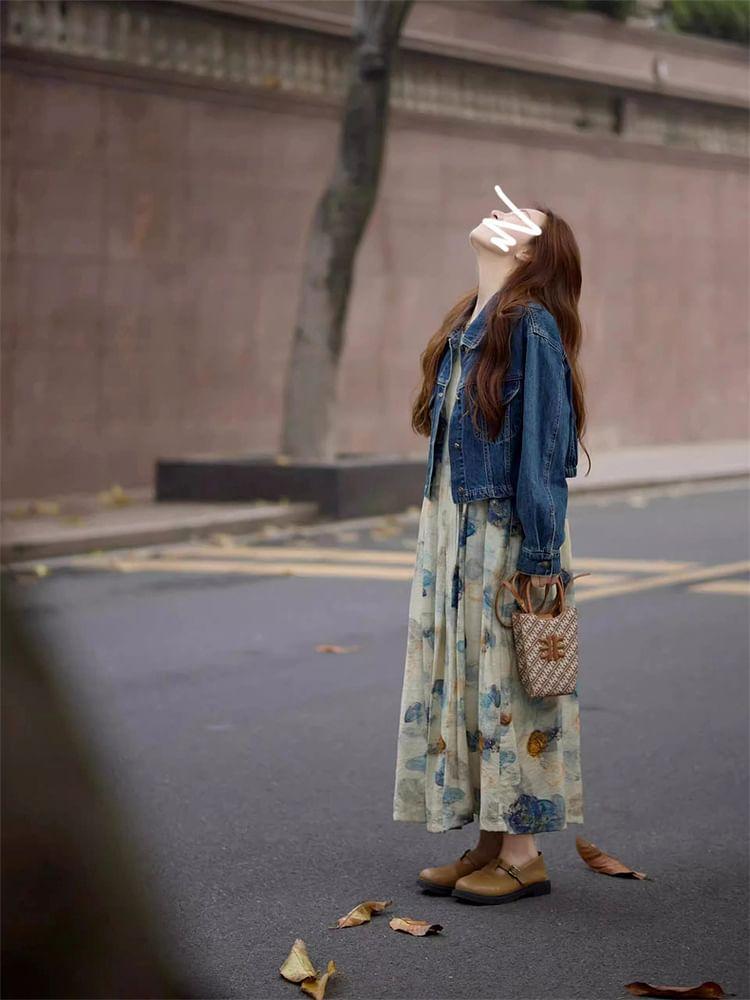 Sleeveless Crew Neck Tie Dye Maxi Sundress Product Image