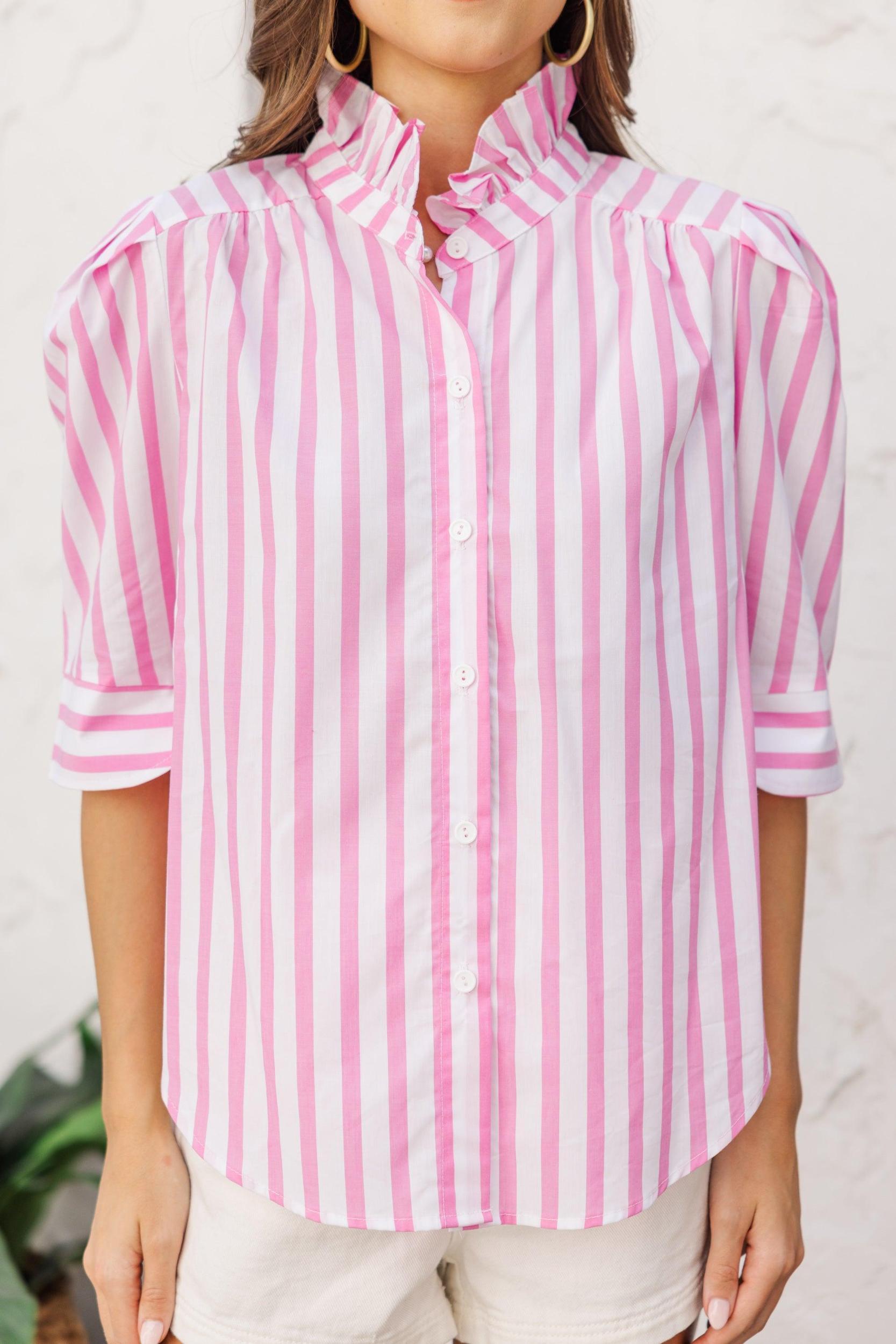 The Compassionate Pink Striped Blouse Female Product Image