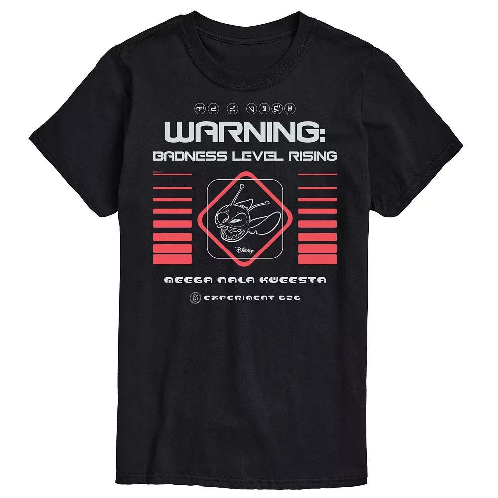 Disneys Lilo & Stitch Big & Tall warning Graphic Tee, Mens Heather Grey Product Image