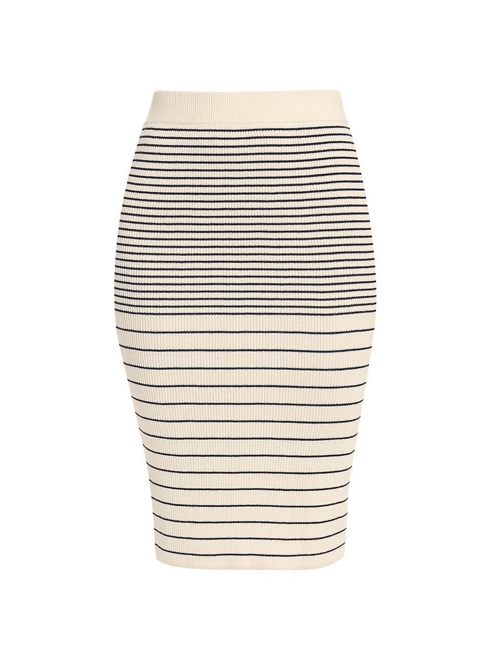 Womens Striped Rib Cotton & Silk Midi-Skirt Product Image