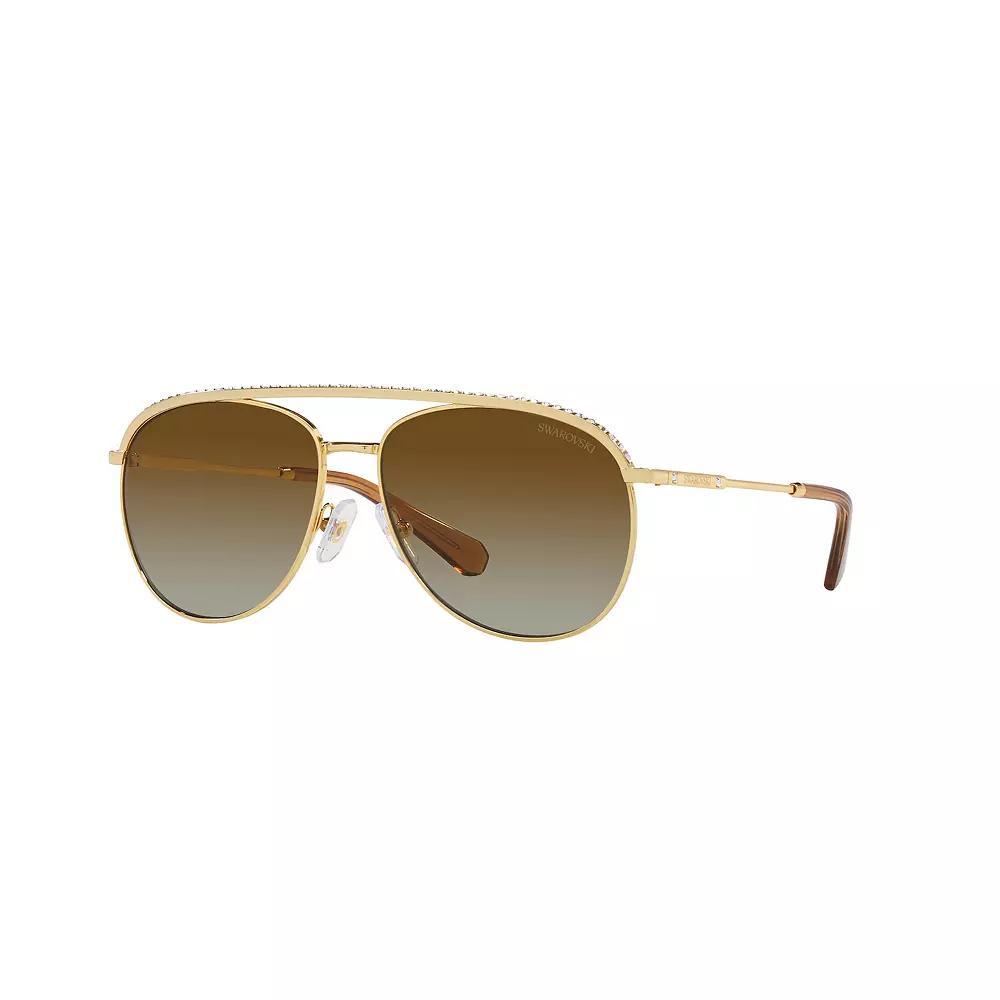 Women's Swarovski 0SK7005 58mm Aviator Polarized Sunglasses, Gold Product Image