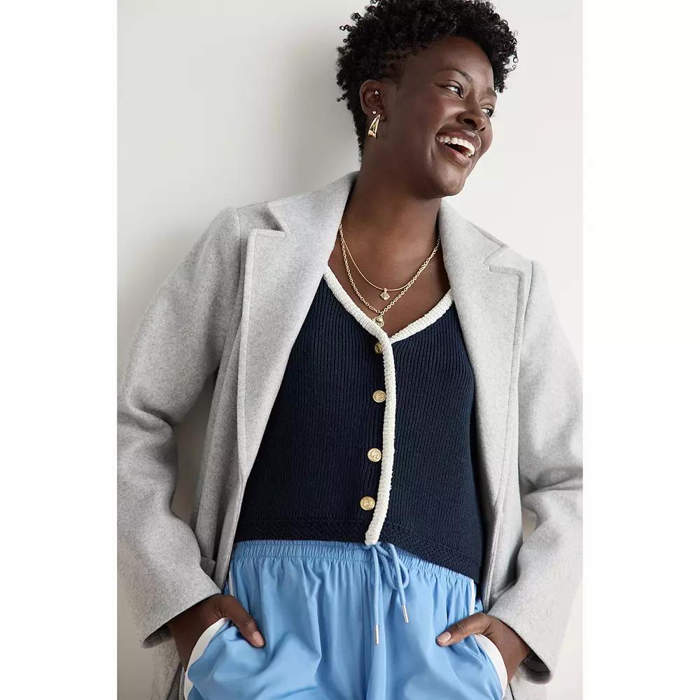 Women's LC Lauren Conrad V-Neck Cropped Sweater Vest, Size: Small, Blue Water Product Image